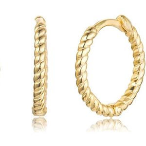 Elenza - 925 Zilver Vergulde Gedraaide Oorringen - 18k Gouden Plating - 12mm