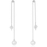 Elenza Zilveren Oorbellen met Parel en Ster – Elegante Dames Sieraden