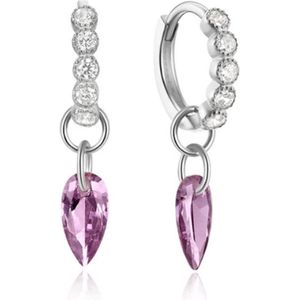 Luxe Elenza Zilveren Oorbellen met Paarse en Witte Zirkonia – Verfijnde Dames Sieraden