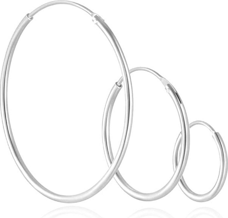 Elenza - Drie Zilverkleurige Hoepel Oorbellen - Sterling Zilver .925