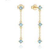 Elenza - Oorbellen - Goudkleurig - Blauw Kristal - Sterling Zilver