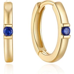 Elenza Goudkleurige Oorbellen met Blauwe Kristal