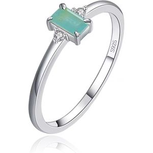 Elenza Sterling .925 Zilveren Ring met Smaragdgroene Steen en Zirkonia-16mm