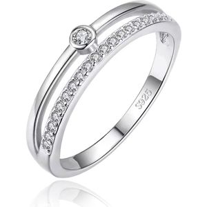 Elenza Sterling .925 Zilveren Solitair Ring met Zirkonia-18mm