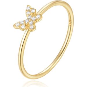 Elenza Thin .925 Zilveren Ring met Vlindermotief en Gouden Plating – 1mm-16mm