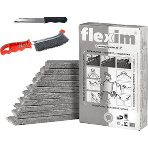 Flexim Dakmortel Grijs 20L + Flexim Afwerkmes + Staalborstel