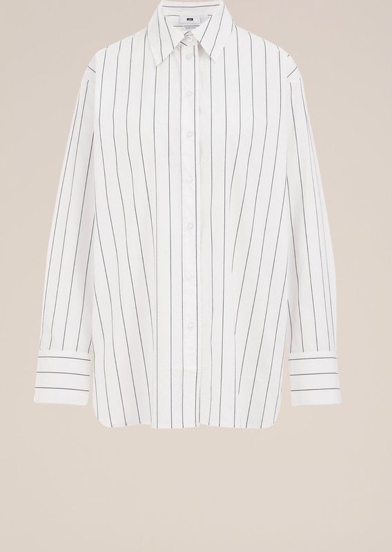 WE STUDIO - Gestreepte Blouse - Wit - Katoen - Lange Mouwen