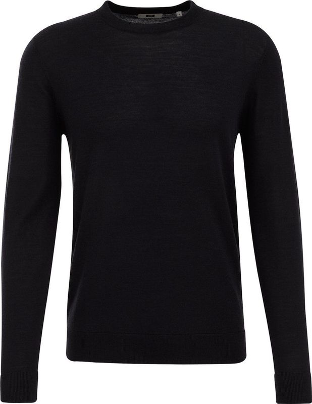 Fundamentals - Slim Fit Trui - Zwart - Merinowol