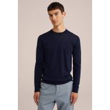 Fundamentals - Slim Fit Trui - Marineblauw - Merinowol