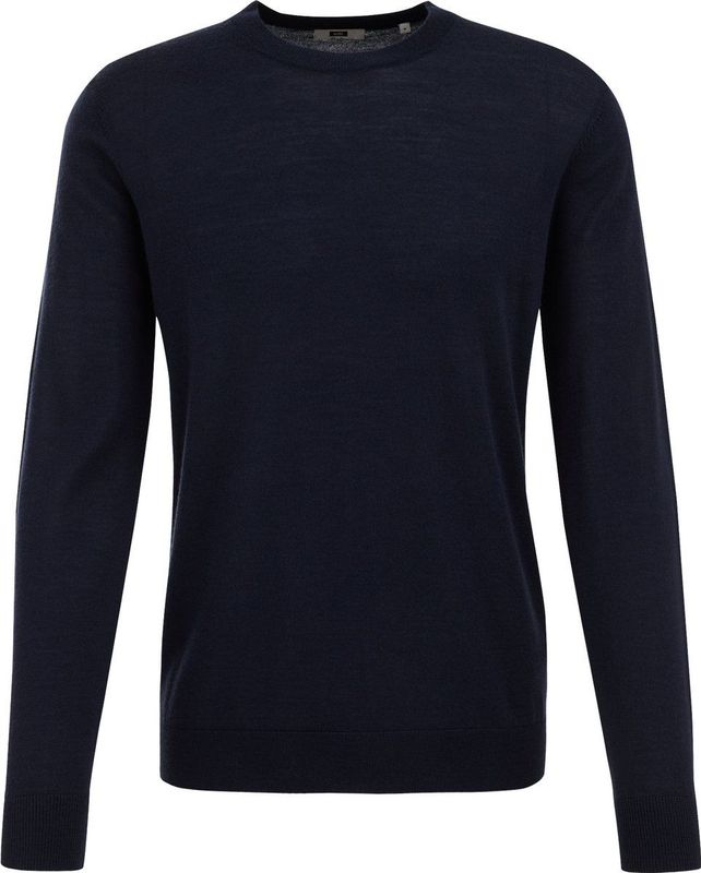 Fundamentals - Slim Fit Trui - Marineblauw - Merinowol