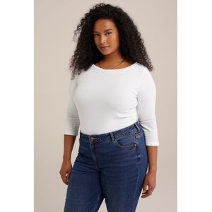 WE Fashion Dames T-shirt met driekwart mouwen - Curve