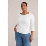 WE Fashion Dames T-shirt met driekwart mouwen - Curve