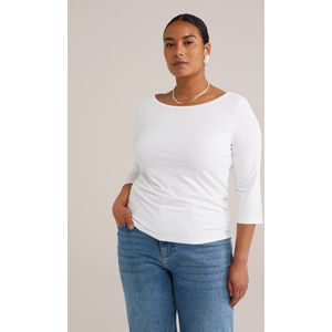 WE Fashion Dames T-shirt met driekwart mouwen - Curve