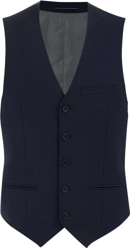 WE Fashion - Premium Slim Fit Gilet - Donkerblauw - Wolmix