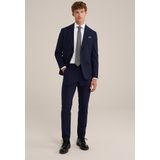 WE Fashion - Slim Pantalon - Donkerblauw - Wol