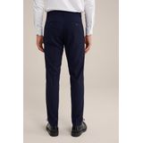 WE Fashion - Slim Pantalon - Donkerblauw - Wol