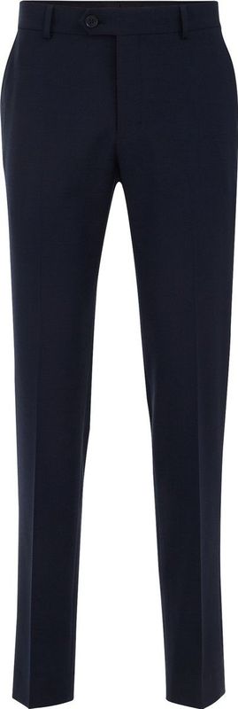 WE Fashion - Slim Pantalon - Donkerblauw - Wol