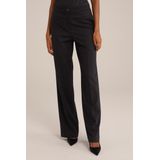 WE Fashion - Dames tall fit wide leg broek - Zwart - Viscose