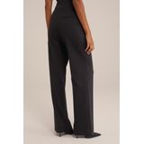 WE Fashion - Dames tall fit wide leg broek - Zwart - Viscose