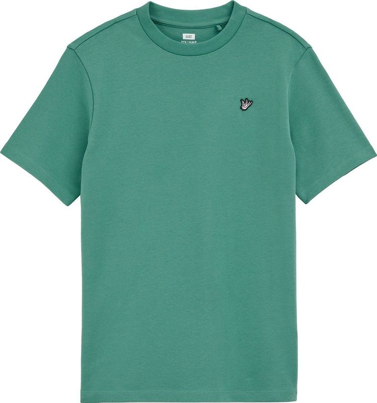 WE Fashion - T-shirt - Zeegroen - Regular fit - Katoen