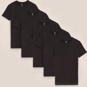 WE Fashion - Jongens T-shirt, 5-pack - Regular fit - Zwart - Katoen - Maat: 92