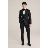 WE Fashion - Colbert - Zwart - Slim Fit - Polyester - Smokingkraag