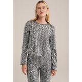 Yest Curve - Glitter Top - Zilver - Korte Mouwen - V-hals