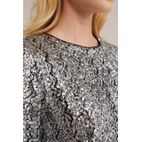 Yest Curve - Glitter Top - Zilver - Korte Mouwen - V-hals