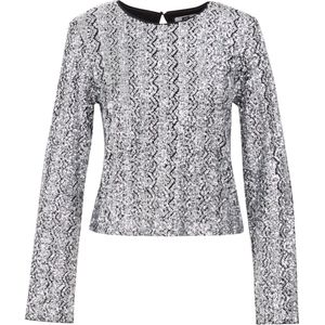 Yest Curve - Glitter Top - Zilver - Korte Mouwen - V-hals
