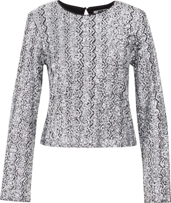 Yest Curve - Glitter Top - Zilver - Korte Mouwen - V-hals