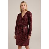 Galajurk - Geweven Kwaliteit - Strikdetail - Elastische Taille - V-hals - Pailletten - Lange Mouwen