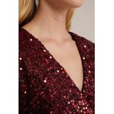 Galajurk - Geweven Kwaliteit - Strikdetail - Elastische Taille - V-hals - Pailletten - Lange Mouwen