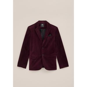 WE Fashion - Jongens velvet blazer - Slim Fit - Bordeauxrood -  Maat: 98/104