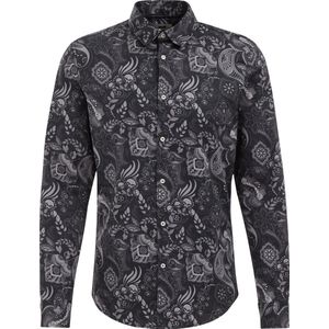 Overhemd - Satijnlook - Print - Slim Fit - Stretchstof