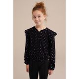 WE Fashion - Meisjes blouse met dessin - Regular fit - Paars - Viscose - Maat: 92