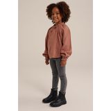 WE Fashion - Blouse - Bruin - Katoen - Regular Fit
