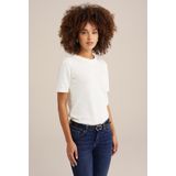 WE Fashion - Trui - Offwhite - Knitwear - Ronde Hals - Kwartmouw