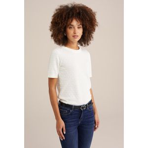 WE Fashion - Trui - Offwhite - Knitwear - Ronde Hals - Kwartmouw