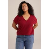 WE Fashion Dames T-shirt met jacquard-dessin - Curve