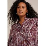 WE Fashion - Curve - Blouse - Viscose - Regular Fit, Blinde Knoopsluiting, Lange Mouwen