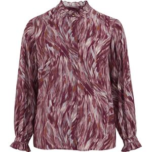 WE Fashion - Curve - Blouse - Viscose - Regular Fit, Blinde Knoopsluiting, Lange Mouwen