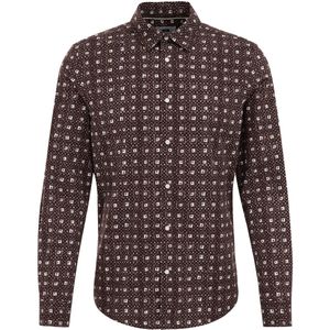 Overhemd - Feestelijke Print - Washed Poplin - 98% Katoen