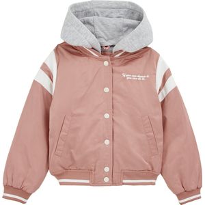 WE Fashion - Meisjes bomberjack met afneembare capuchon - Regular fit - Lichtroze -  Maat: 92