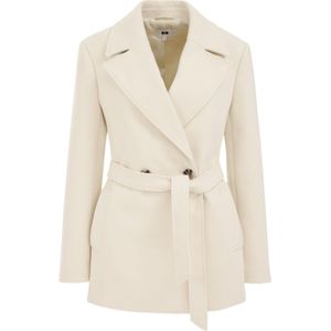 WE Fashion Dames Jas - Wolmix met Strikceintuur en Steekzakken