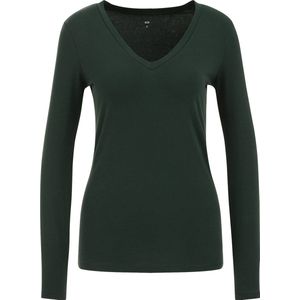 WE Fashion - Dames T-shirt - Slim Fit - Mosgroen - Katoen