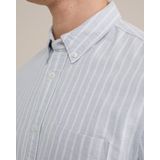 WE Fashion - Overhemd - Lichtblauw/Wit - Katoen - Krijtstrepen - Lange Mouw