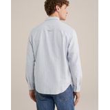 WE Fashion - Overhemd - Lichtblauw/Wit - Katoen - Krijtstrepen - Lange Mouw