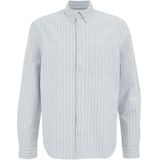 WE Fashion - Overhemd - Lichtblauw/Wit - Katoen - Krijtstrepen - Lange Mouw