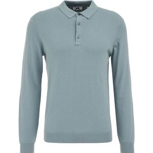 Fundamentals - Heren Fijngebreide Polo - Pastelblauw - Katoen