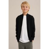 WE Fashion - Vest - Blauw - 100% Katoen - Ritssluiting